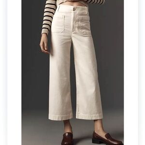 MAEVE ByAnthro The Colette Crop Pant 29Petite Cream Corduroy WideLeg Sailor READ